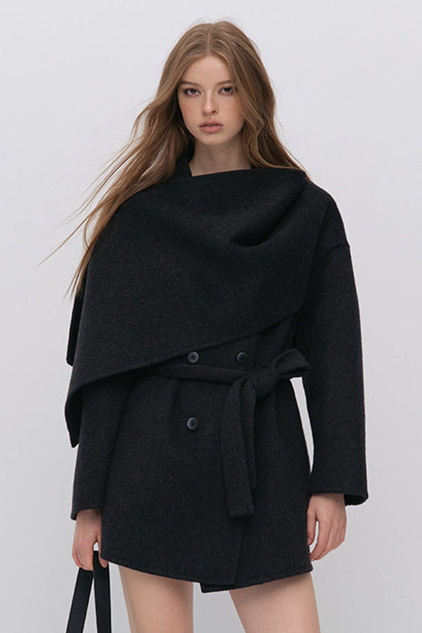 Half Shawl Wool Coat
