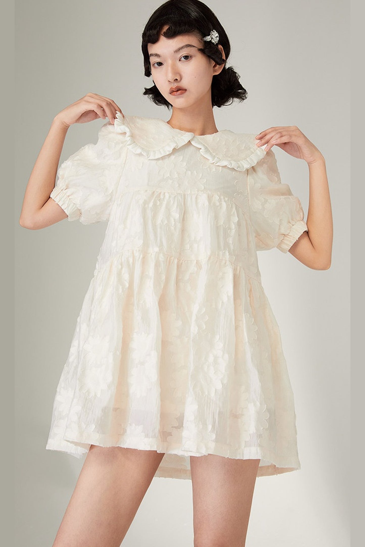 Ruffled Peter Pan Collar Dress