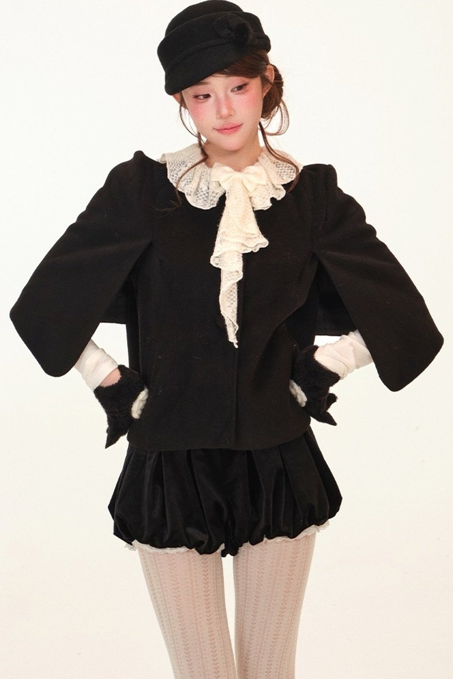 Autumn Lace Ruffle Coat Set-Up
