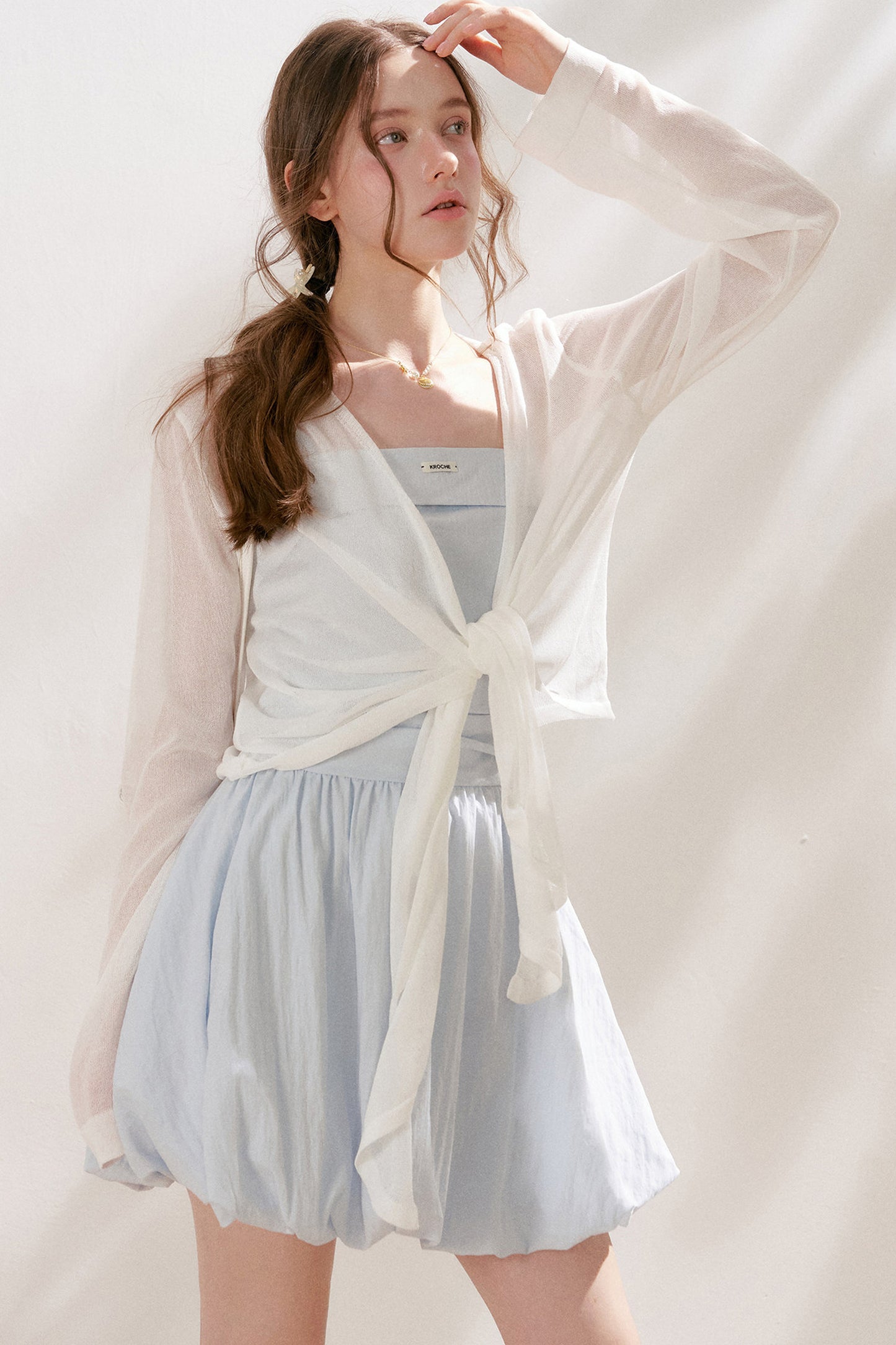 Airy Knit Tie-Up Cardigan