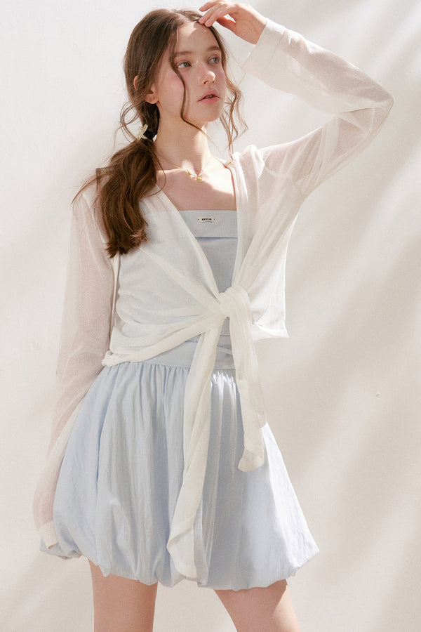Airy Knit Tie-Up Cardigan