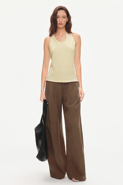 Lyocell Linen Blend Wide-Leg Pants