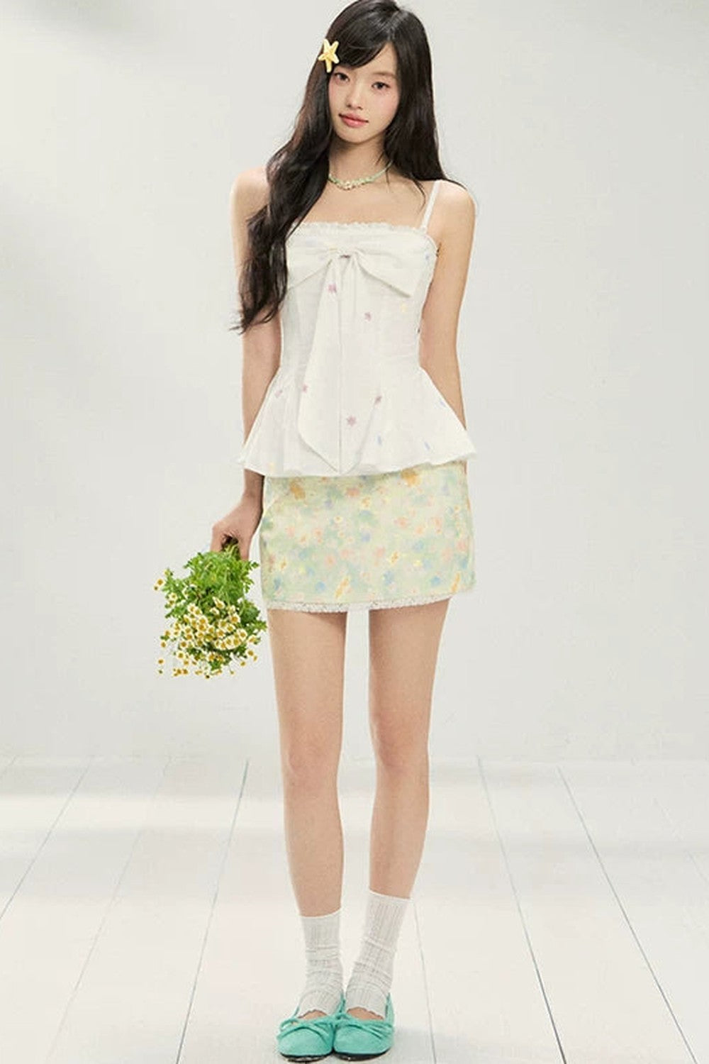 Top camisola de encaje con lazo