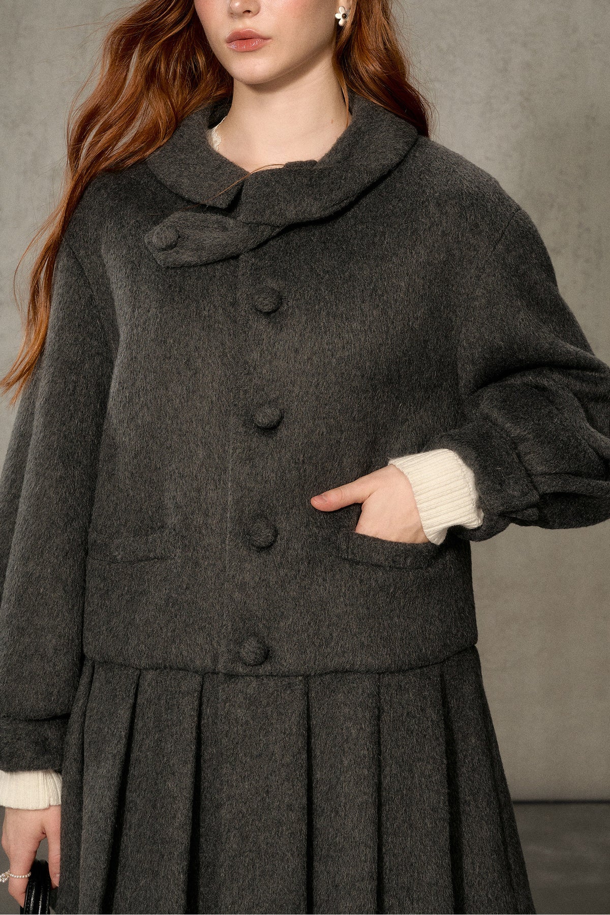White Tea Letterhead Wool Blend Coat