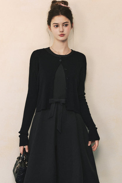 Black Bow A-Line Vest Dress