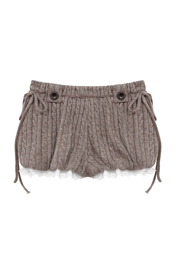 Soft Twist-Knit Lantern Shorts
