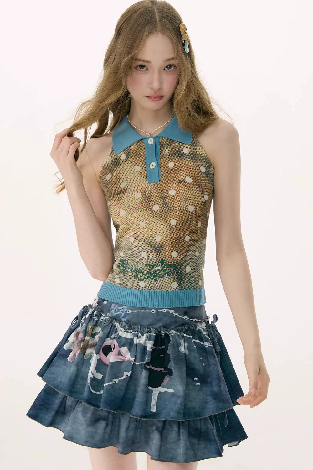 Blue Polo Knit Rabbit Vest