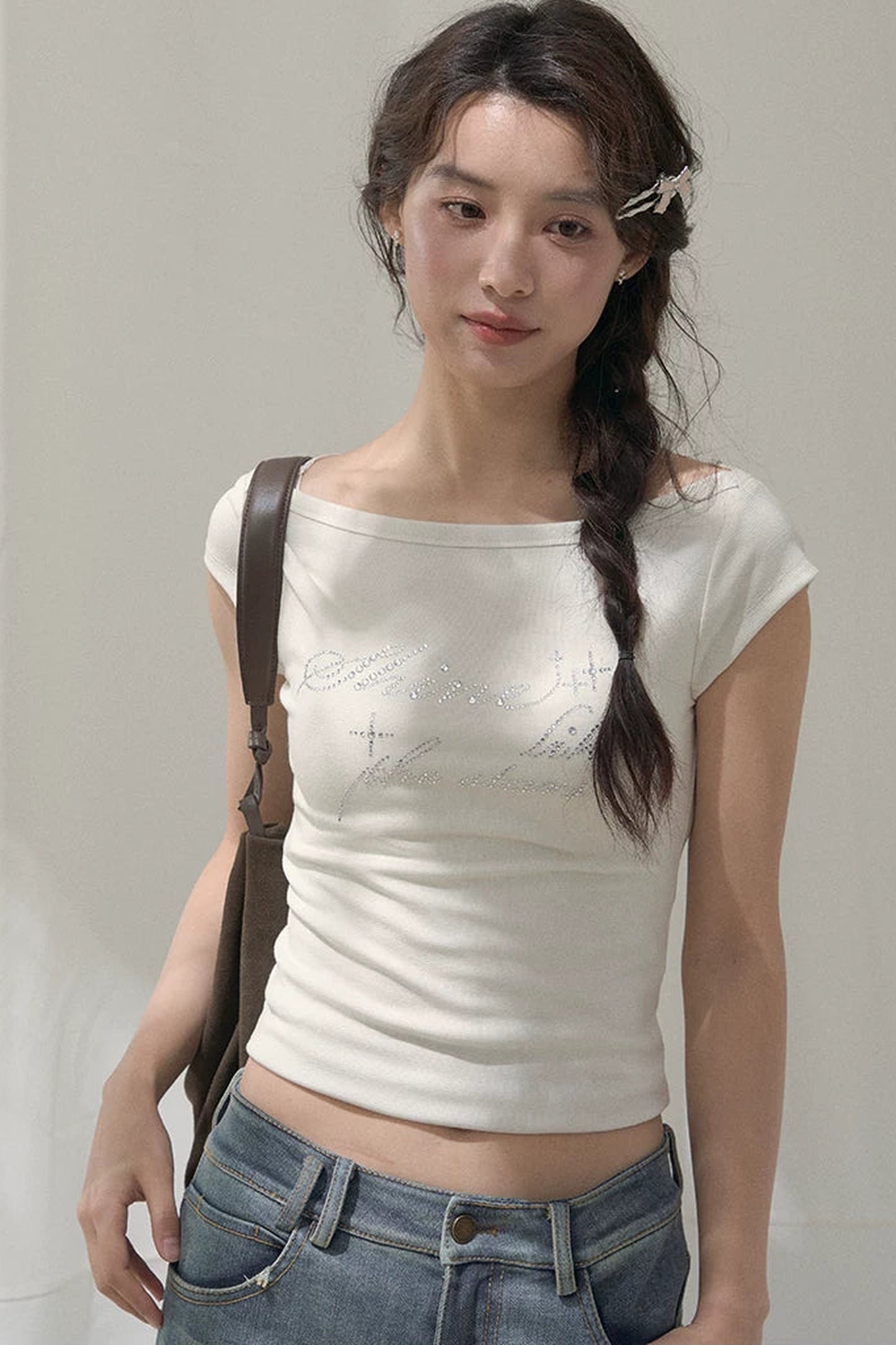 Rhinestone Off-Shoulder Top