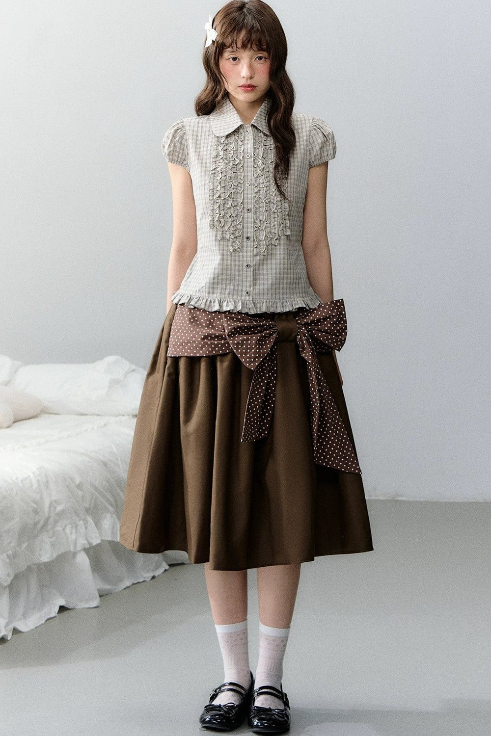 Polka Dot Retro Midi Skirt