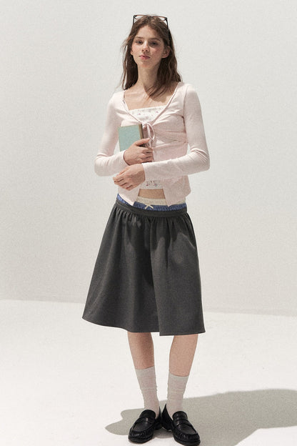Floral Knot Tie Long Sleeve T-Shirt