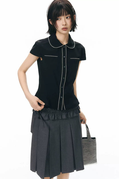 Conjunto de falda plisada desmontable de largo medio