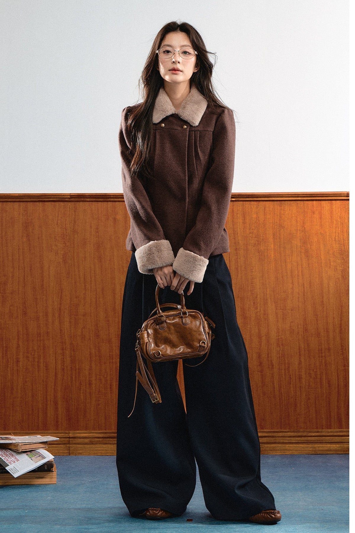 Plush Pleated Puff Shoulder Jacket