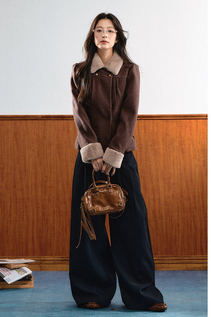 Plush Pleated Puff Shoulder Jacket