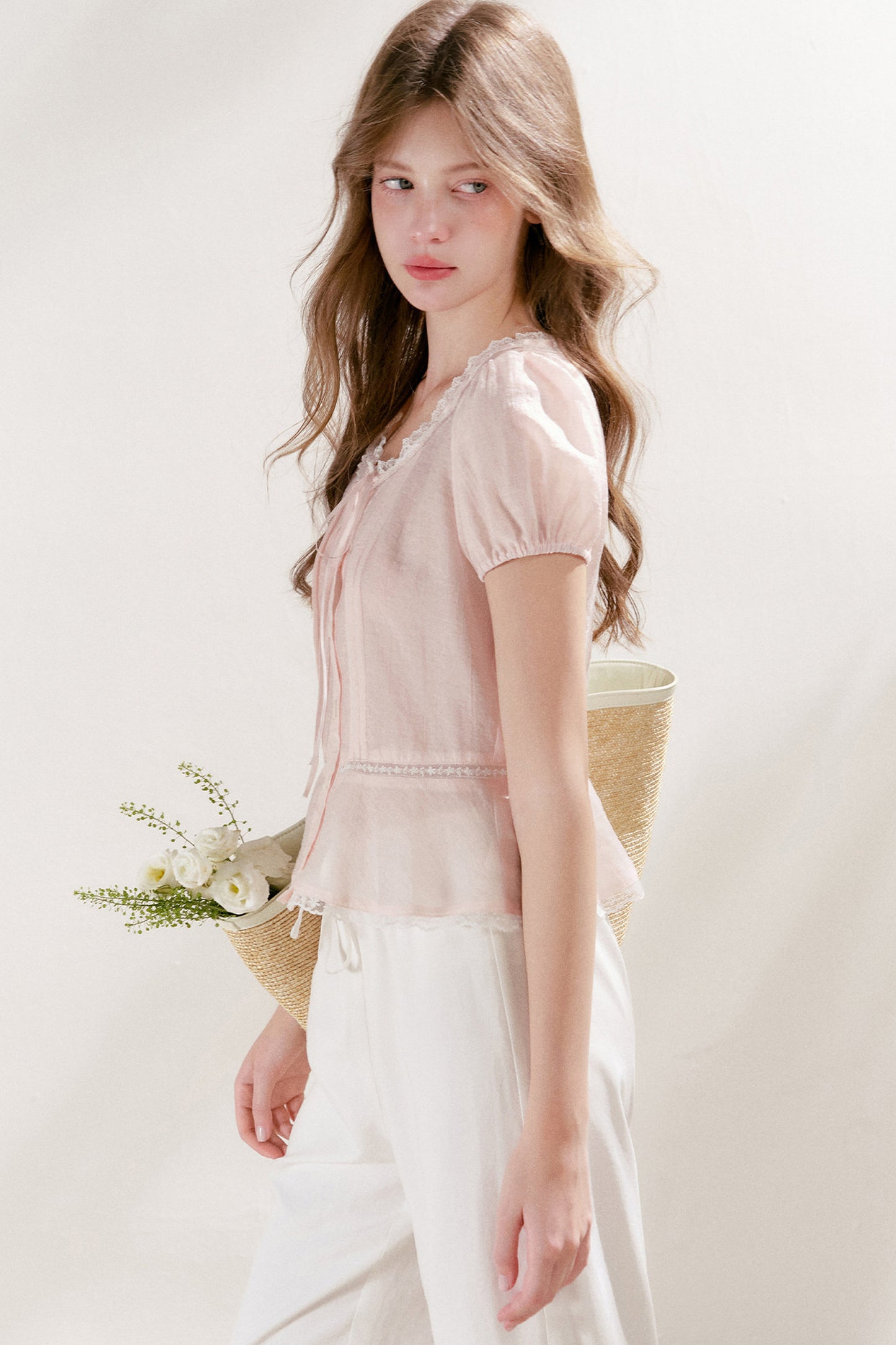 Lyocell Linen Lace Blouse