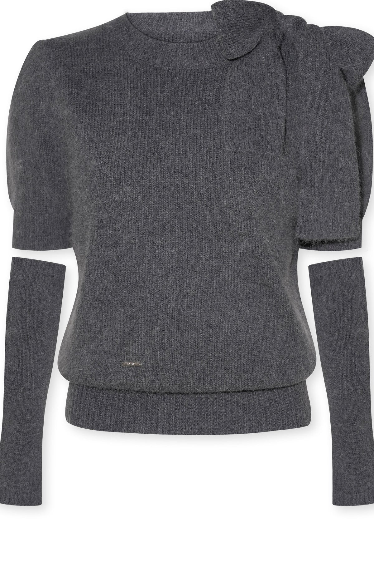 Bowknot Puff Sleeve Knitted Sweater