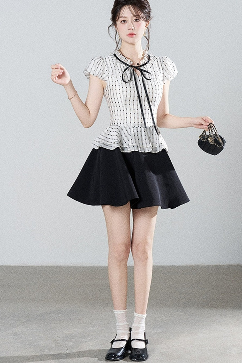 French Style Puff Sleeve A-Line Dress