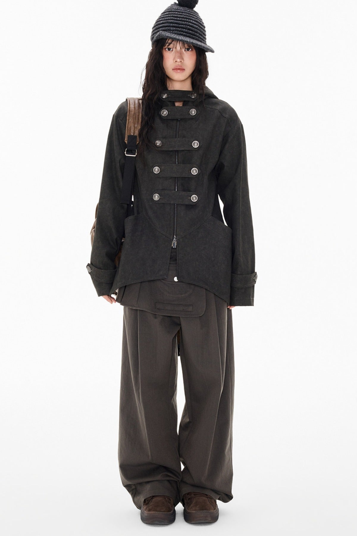 Mid-Length Denim Hooded Jacket