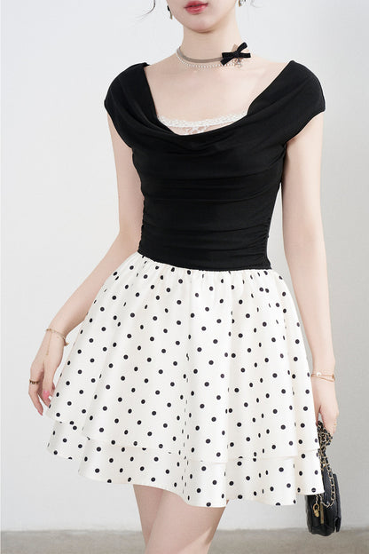 French Polka Dot A-Line Dress