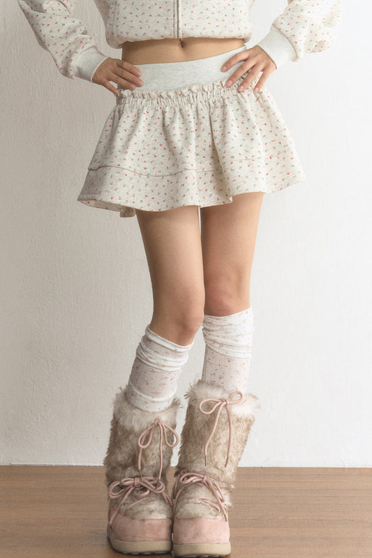 Floral Ruffle A-Line Skirt