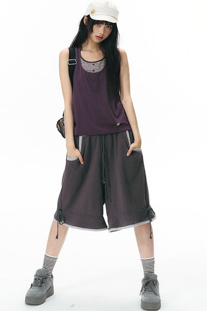 Racerback Special Embroidery Trim Tank Top