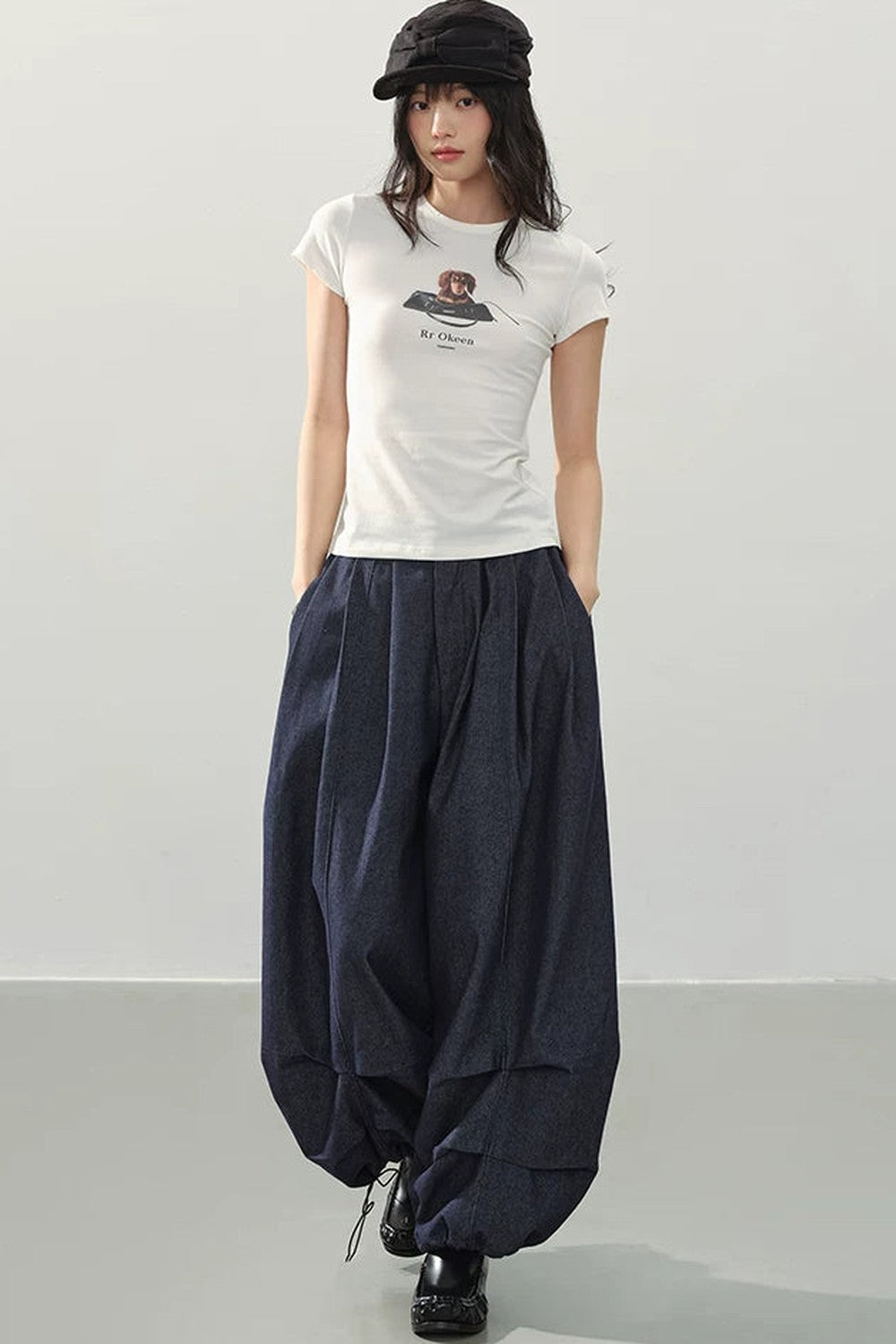 Pantalons Lanternes en Denim de Nuit à Lisbonne