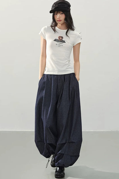 Pantalons Lanternes en Denim de Nuit à Lisbonne
