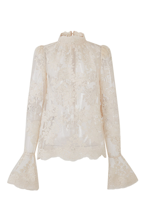French Lace Mesh Blouse