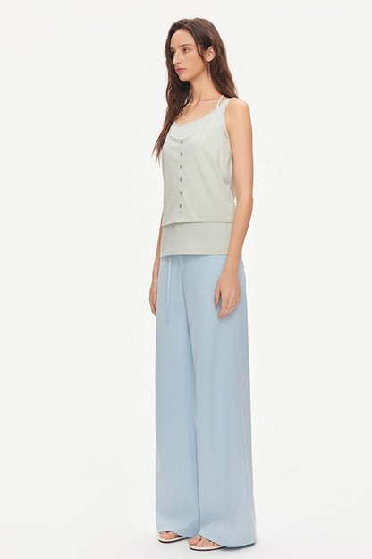 Layered-Look Tie U-Neck Camisole