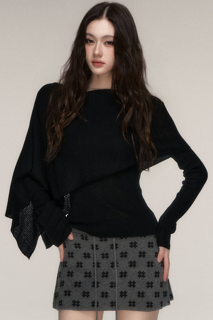 Weiches Windcape-Pullover-Strickoberteil