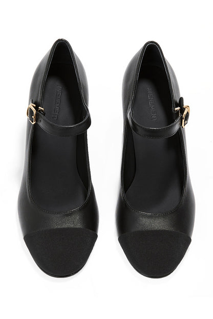 Genuine Leather Chunky Heel Women's Shoes