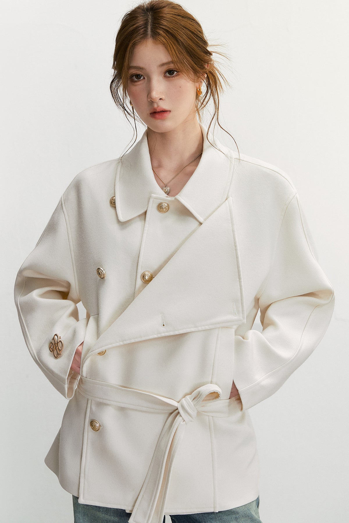 Double-Breasted Wool Blend Jacket