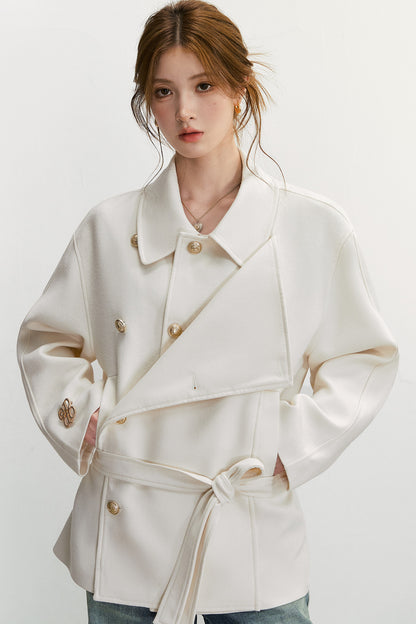 Double-Breasted Wool Blend Jacket