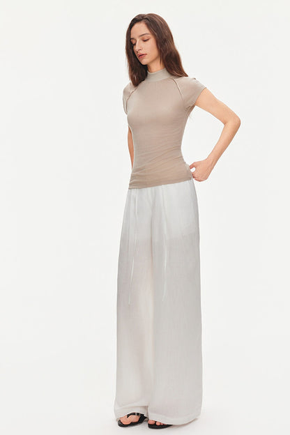 Bluse mit Flatterärmeln und Raffungen aus Lyocell-Seidenmischung