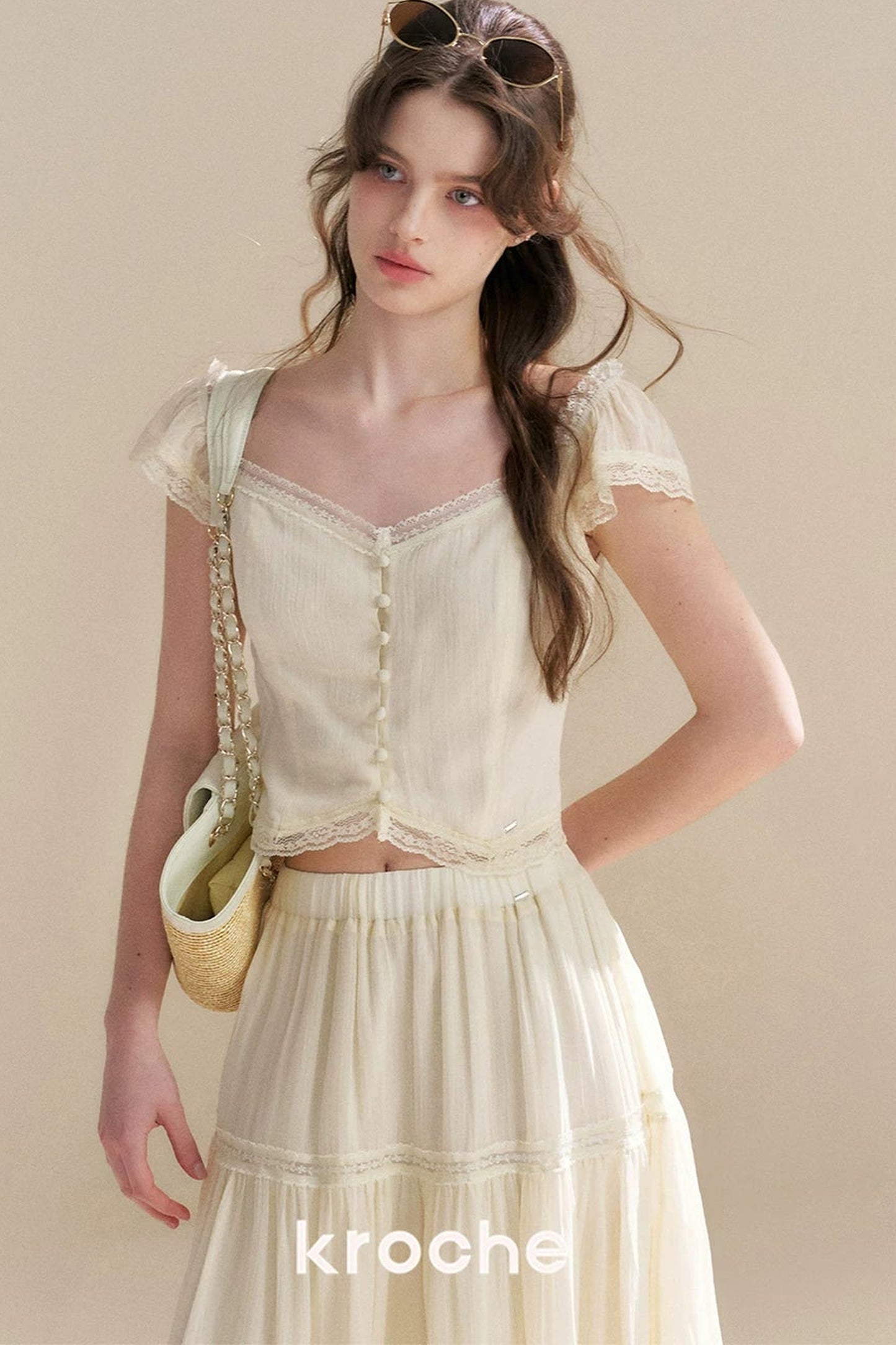 Tencel Lace Top and Skirt Set