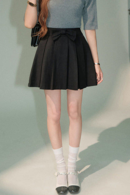 Bowknot Lyocell Pleated Skirt With Top Set-Up