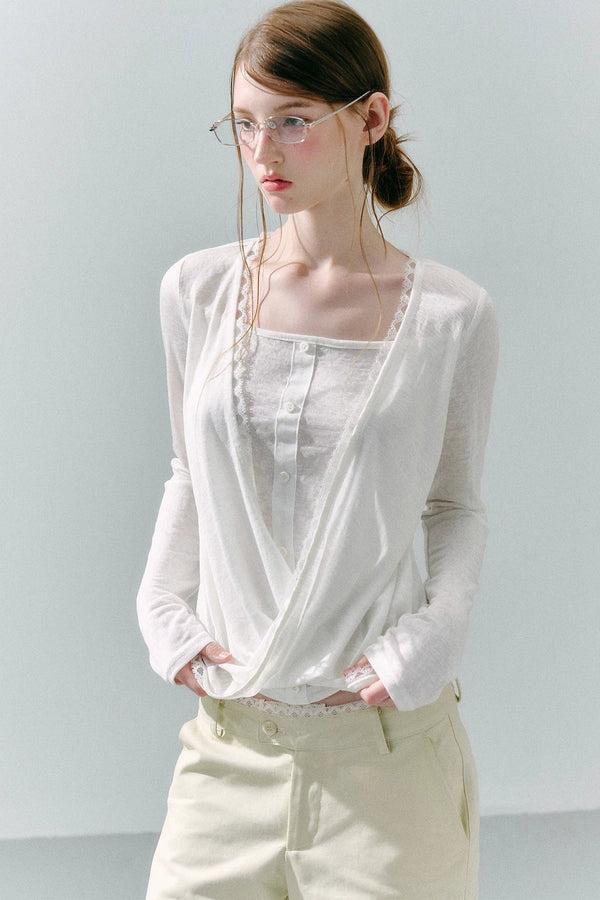 Lace Draped Lyocell Top