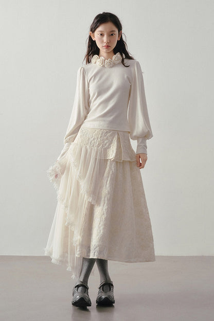3D Floral Long Sleeve Knit Top