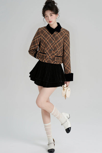 Plaid Jacket and Skirt Set-Up