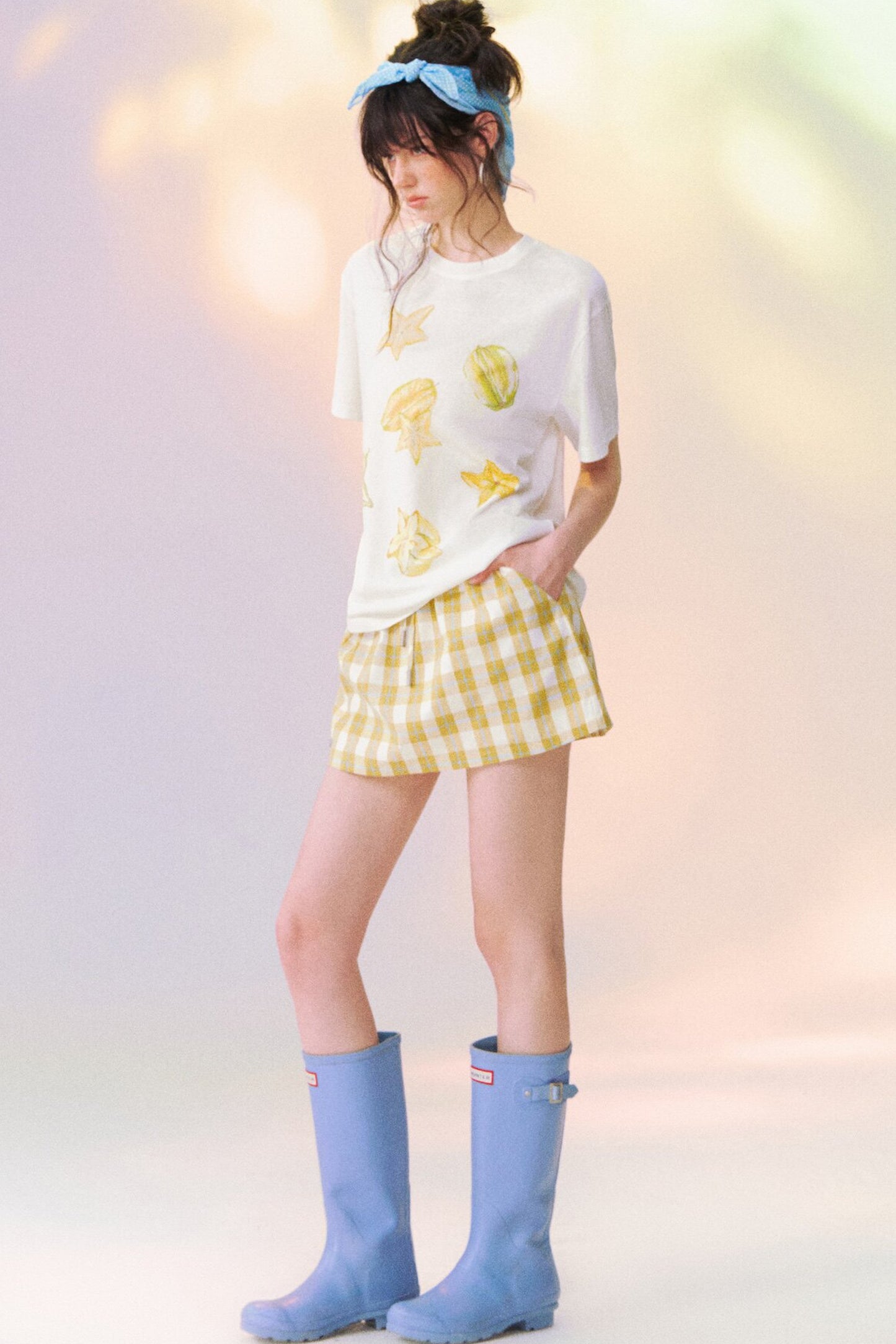 Plaid Drawstring Mini Skirt