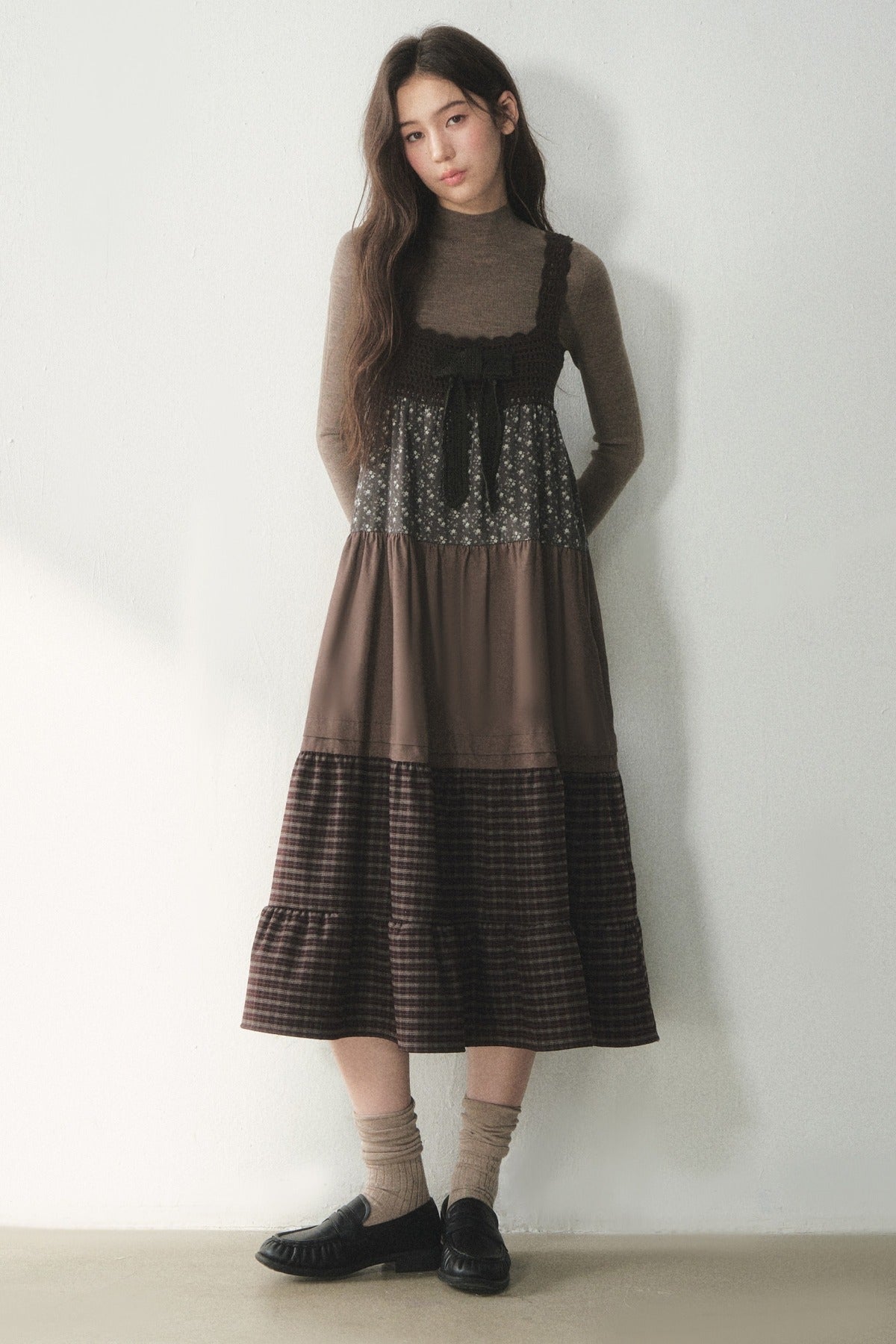 Floral Plaid Patchwork Cake Dress