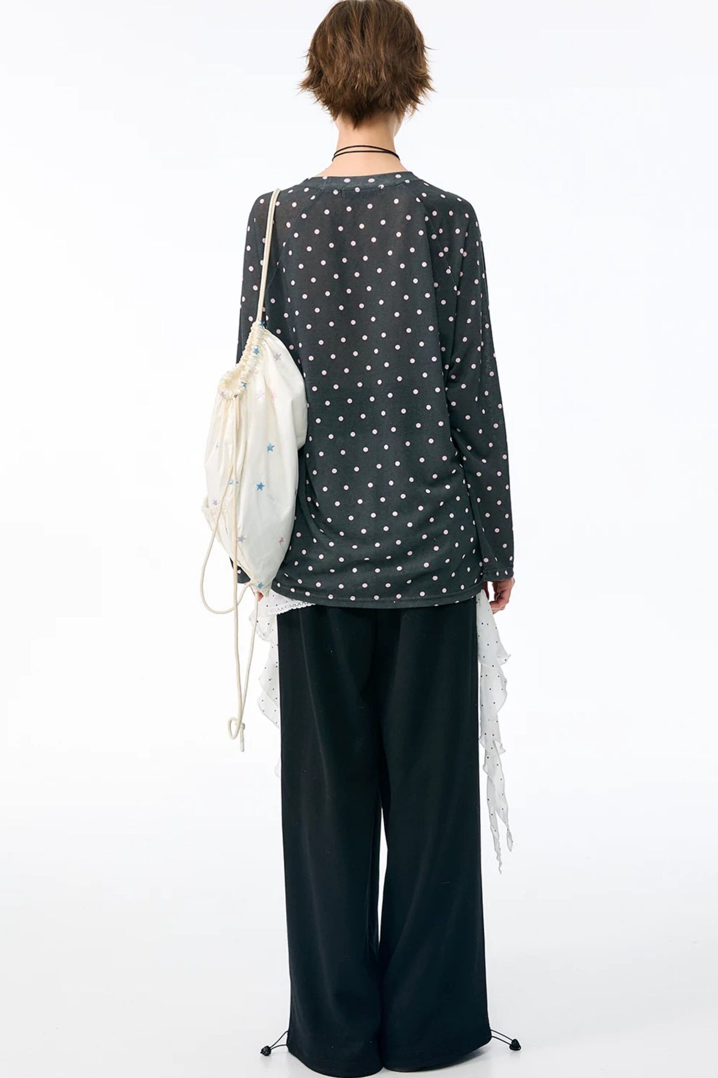 White Butterfly Wide-Leg Sweatpants