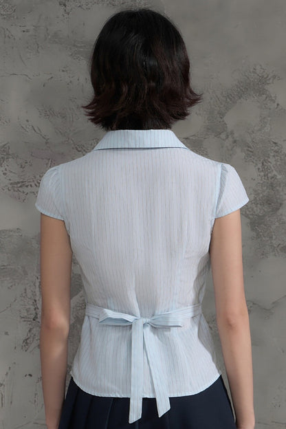 Lace Patchwork Striped Blouse