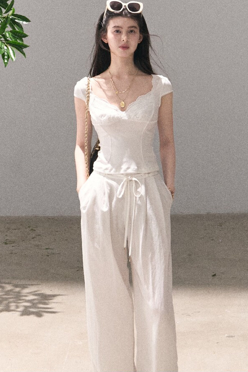 Lyocell Linen Wide-Leg Pants