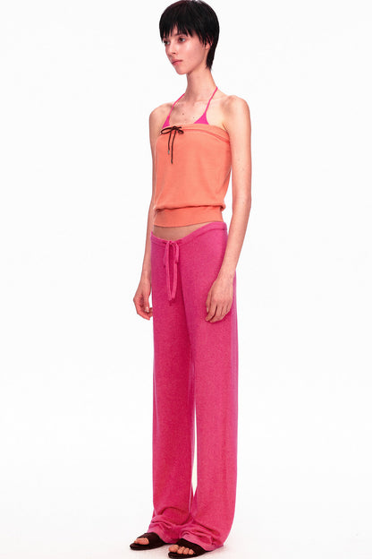 Wool Low-Waisted Drawstring Knit Pants