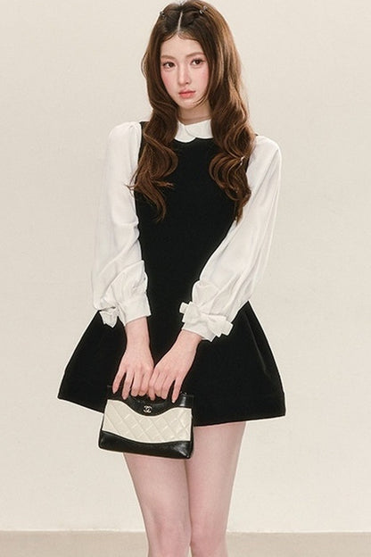 Sleeveless Black Tank Dress and Shirt Set