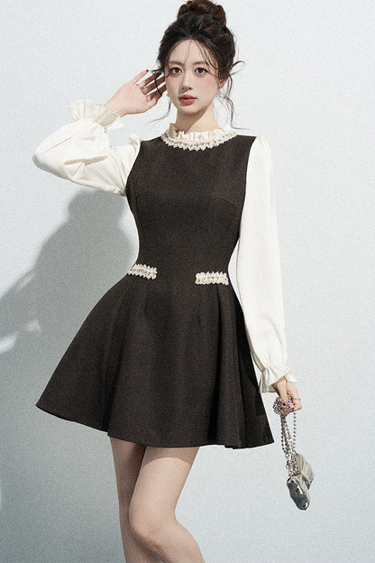 French-Style Long-Sleeve A-Line Dress