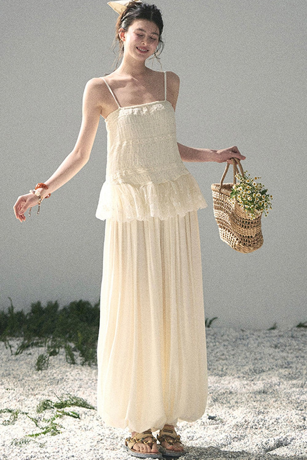 French Lace Summer Top and Pants Set