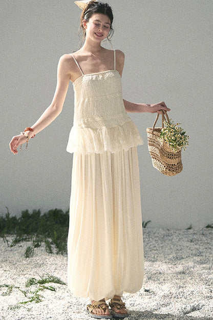 French Lace Summer Top and Pants Set