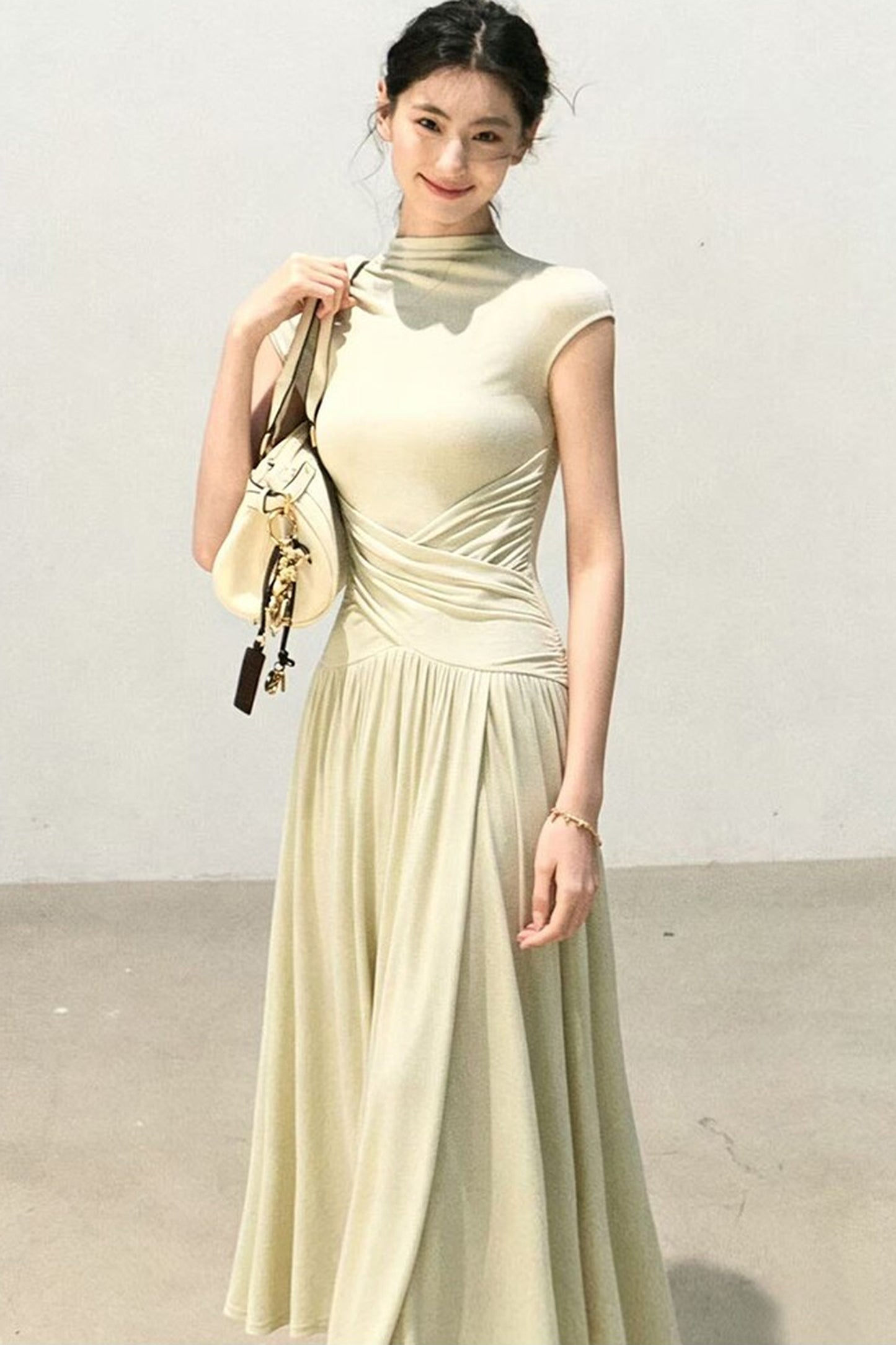 Green Lake Draped Knit Dress