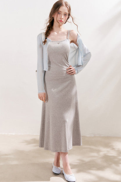 Cardigan in maglia trasparente 100% Lyocell con bordo in pizzo